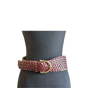 FOSSIL | Woven Wide | Genuine Leather Belt | Brown | Sz. Med | 100% Adjustable